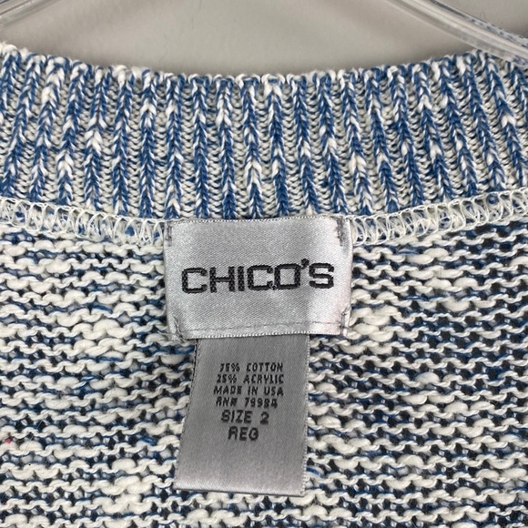 Chico’s Blue And White Heathered Cardigan Size 2(L) - Picture 4 of 11